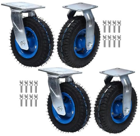Lenkrolle Luftrad, Schwerlast Bockrolle Leise Langlebige Keine Beschädigung Der Böden Durchmesser 150/200/250MM Stoßdämpfung 4er SET Gummi Transportrollen, Zum Speisewagen Möbel