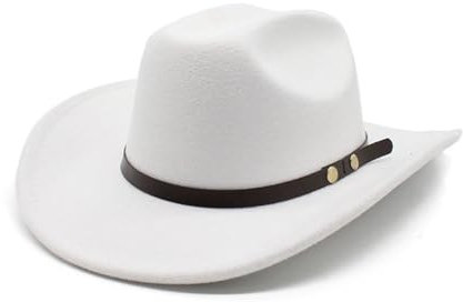 NOAMED Fengyan Hats Herbst und Winter Wolle Top Hat Klassische Flache Krempe Jazz Hut Britischer Gentleman Filzhut, weiß, 6 7/8-7 1/8
