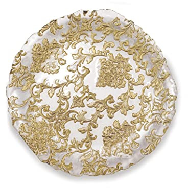 Ciotola Centrotavola Damasco 51021 Vetro Trasparente Decori oro Diametro 30cm