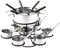 Fondue De Queso Giratoria, Olla De Fondue De Acero Inoxidable con 6 Tenedores Y 6 Tazones, Olla De Fondue Tradicional, Kit De Fondue De Queso Giratorio Multifuncional, Juego De Fondue De Plato para 6