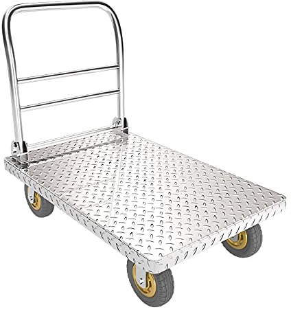 Flachbett-Handwagen Stahl-Plattformwagen mit klappbarem Griff, einfache Lagerung, rollender Flachbettwagen for Zuhause, Büro, Lager, langlebig, beweglicher Handwagen Schwerlast-Flachbettwagen ( Size :