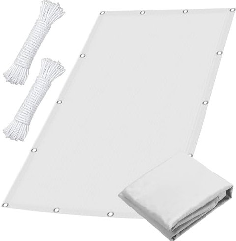 Vela Ombreggiante Parasole 4 x 6 m Ombreggiante Impregnato 98% Anti Raggi UV Impermeabile Tenda a Vela con Corda di Nylon per Giardino Terrazza Piscina, Bianco