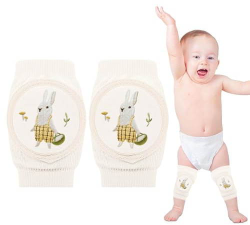 FAINCA Knieschützer Kinder, Knieschoner Kinder Kaninchenmuster, Mesh Atmungsaktive Knieschoner Baby, Knieschoner Baby Krabbeln, Antirutsch Knieschoner Baby, für Babys von 0-3 Jahren