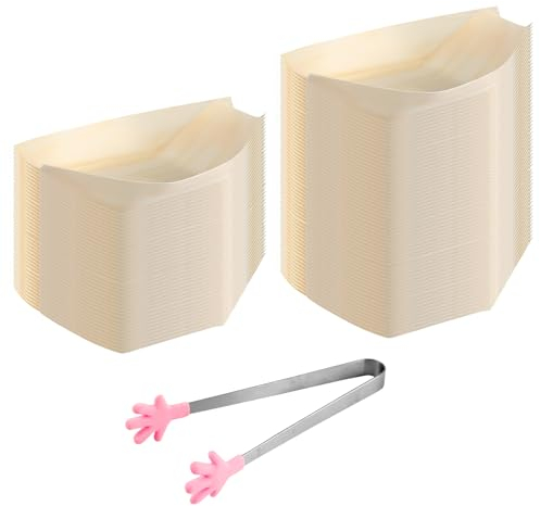 100 Piezas Cuencos Desechables Kit, 14×8cm Catering Desechables Aperitivos 1pcs Clip Bandejas para Servir Comida Desechables para Bodas Cumpleaños Buffet Catering Fiestas