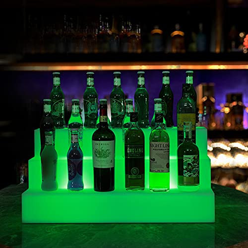 LED beleuchtete Spirituosenflaschenregale, 3-stufiges beleuchtetes Flaschenregal Home Bar Flaschenregal Getränkebeleuchtungsregale mit Fernbedienung