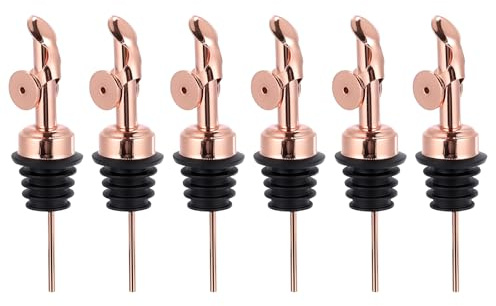 QUARKZMAN 6Stk Edelstahl Flaschen Ausgießer Beschwert Auto Flip Rose Gold | Oliven Öl Spender Wein Flaschen Stopfen, für Öl Bier Getränk Essig Wasser Flasche