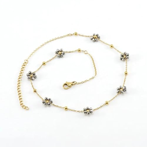 Hameadner Halskette Ketten Schmuck Herren Frauen Anhänger Necklace Blumenkette Für Damen Gold-Silber