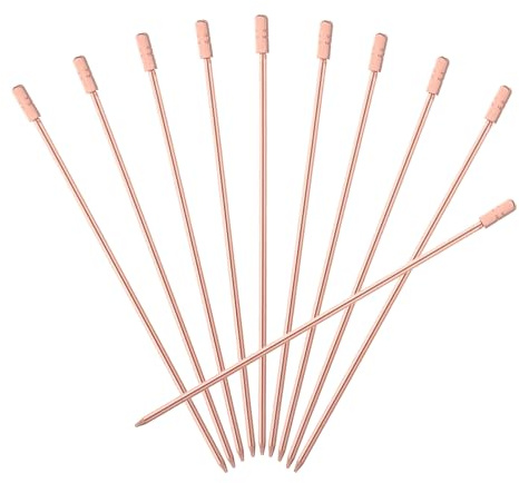 QUARKZMAN 10uds Inoxidable Acero Cóctel Dientes Palillos, 4,25 Pulgadas Metal Cóctel Púas Fruta Palos Reutilizables Largos Martini Picos Cóctel Brochetas, Rosa Oro Cuadrado