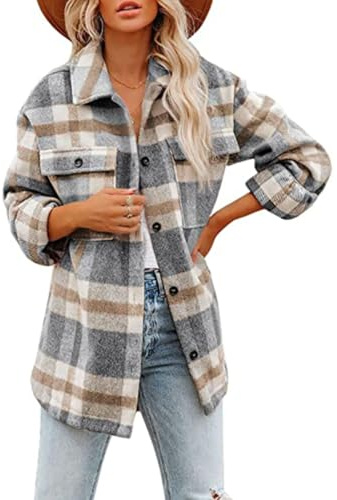 Chemise Femme Carreaux Chic et élégant Bouton Down Veste Carreaux Femme Chaude Hiver Chemises à Carreaux en Flanelle pour Femme Manches Longues Chemise à Carreaux