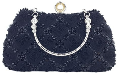 PLCPDM Pailletten-Abendtasche für Damen, elegante Clutches, Geldbörse, Abendtasche, Brauttasche, Abendtasche, Perlen, Hochzeits-Geldbörse, Schwarz