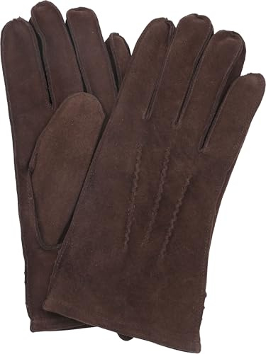 Suitable Herren Wildlederhandschuhe aus Suede – Dunkelbraun – Warme Lederhandschuhe mit Wollfutter – Elegante und komfortable Passform