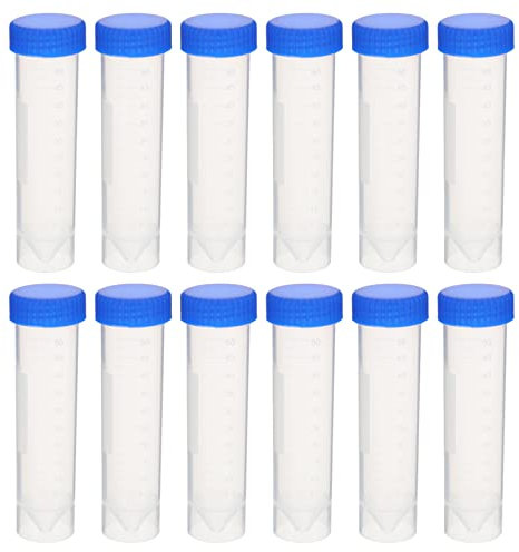 SOLUSTRE Tubes à Essai 50 Ml Autoportants, Lot De 50 Pièces, En Plastique Transparent Bouchon à Vis Étanche, Tubes Pour Laboratoires Scientifiques, Manipulation D’échantillons Liquides