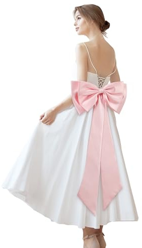 Bencailor Lazo Grande de satén Desmontable para Vestido de 45 cm de Ancho, cinturón para Novia, Vestido Formal de Novia, Rosado, Talla única