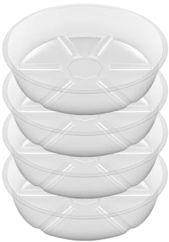 Fobufue 4Pack Clear Plant Saucer 10Inch Plastic Plant Saucers Thicker Plant Tray Flower Pot for Indoor Outdoor Garden