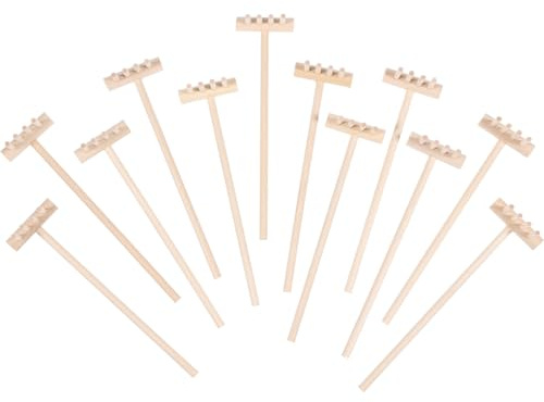 Toyvian 12 Pièces Râteau de Jardinage Bambou Râteau Lisseur de Sable pour Table à Sable Mini