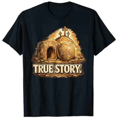 Verdadera Historia de Pascua Cristiano Jesucristo Tumba Vacía Cruz Camiseta