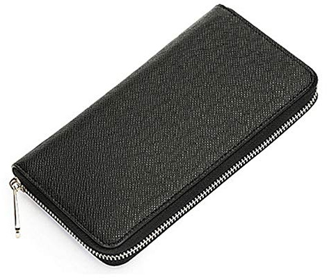 Homme Portefeuilles Portefeuille en PU Rétro Zip Porte-Monnaie à Glissière | D'embrayage Grande Capacité Long Portefeuille Porte-Carte de Crédit Sécurisé Un Grand Cadeau pour Anniversaire (Noir)