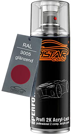 TRISTARcolor RAL 3005 Weinrot glänzend 2K Acryl Spraydose Sprühdose Spritzlack Sprühlack 400 ml schnelltrocknend