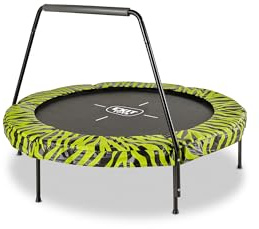 EXIT Toys Tiggy Junior Trampolin med Stång - ø140cm - För Små Barn - För Användning Inomhus och Utomhus - Med Resår för en Mjuk Studs - Unik design - Svart/Grön