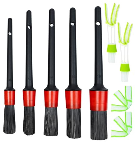 Reinigungsbürsten Set, 7 Pack, Universalbürsten mit sechs Bürstenköpfen, Bürstenset für Auto und Haushalt, PKW Reinigung Hilfe für Innen und Außen, Bürste Lüftungsschlitze, KFZ Reiniger Pinsel Kit