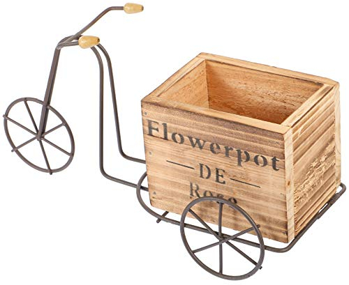 BESPORTBLE Holz Blumentopf Fahrradständer Mit Metallrahmen Vintage Fahrrad Design Für Kreative Pflanzenarrangements Im Innenbereich Für Sukkulenten Und Kakteen Als Stilvolle