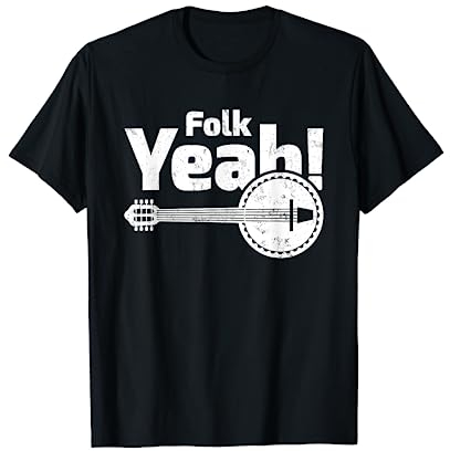 Folk Yeah! Retro Funny Banjo Guitar Music T-Shirt