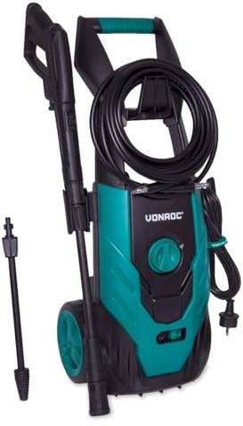 VONROC Högtryckstvätt 1800W – 140 Bar & 420 L/h | Integrerad Tvättmedelstank, 8 m Högtrycksslang, Turbolans & Justerbart Munstycke | Aluminium Pump | Mobil & Kompakt | PW505AC