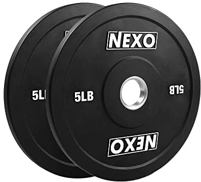 NEXO 5LB Rubber Bumper Plate Pair - Premium Matte Finish 2x 5LB Cross Training Weight Plates