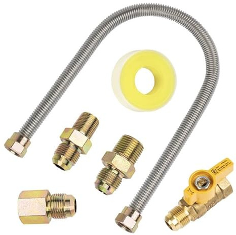 F271239 One-Stop Universal Gas-Appliance Hook Up Kit, Gas Dryer Connector Kit for Garage Heaters, Wall Mounted Heaters, Gas Fireplace, Gas Dryer and Gas Stoves