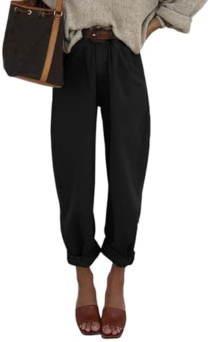 Astylish Black Jeans for Women High Waisted Baggy Boyfriend Mom Cropped Denim Pants Black Size 6