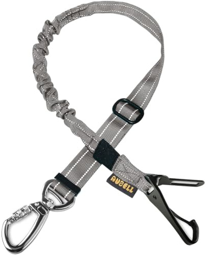 AUBELL Dog Seat Belt for Car,Updated 3-in-1 Bungee Dog Car Harness,Grey
