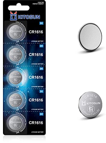 Kitosun CR1616 Pilas de Botón de Litio Batería 3V - 3 Volt CR 1616 Batería para Llave de Control Remoto del Automóvil del Honda Accord CRV Pilot Civic Entrar en el Control Remoto sin Llave (5 Piezas)