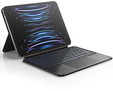 Dracool Tastatur Hülle für iPad Air 11 Zoll (M2/M3), Air 6/5/4 Gen/iPad Pro 11 4./3./2./1. Gen Tastatur Trackpad Magnetische Ständer Beleuchtete Magic Style Keyboard Folio Case QWERTZ, Schwarz