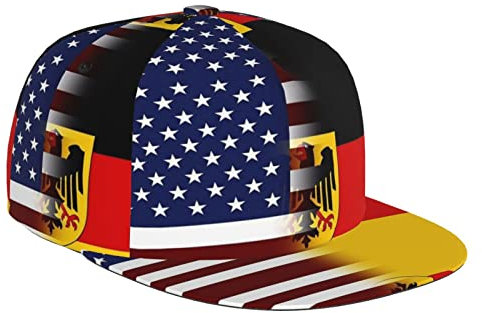 FJAUOQ Lustige Deutschland Flagge Hüte Deutsche Flagge Baseball Cap Herren Damen Verstellbar Deutschland Flat Bill Snapback Baseball Cap, Deutschland-Flagge-n02, One size