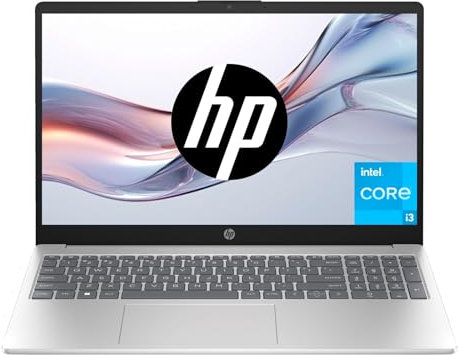 HP 15-fd0000ns 15,6 tum Full HD Laptop (Intel Core i3-N305, 8 GB RAM, 512 GB SSD, Intel UHD Graphics, utan OS) silver och blått spanska Qwerty-tangentbord}