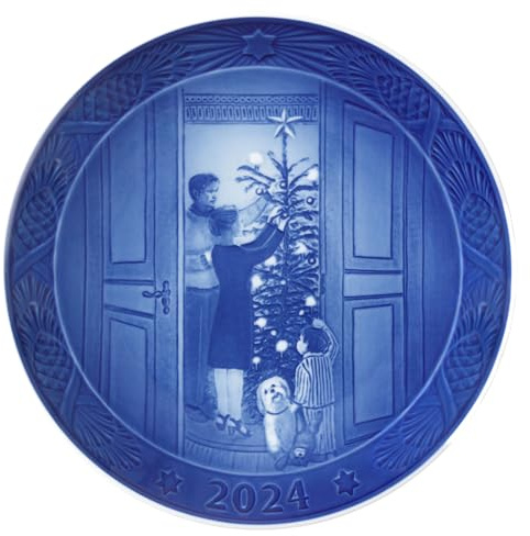Royal Copenhagen Weihnachtsteller von Allan Therkelsen aus Porzellan in der Farbe blau, Durchmesser: 18 cm, 1070754