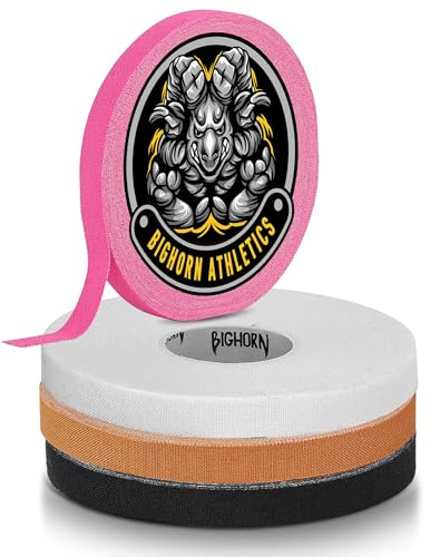 Bighorn Athletics Premium Finger Tape | 4 Rolls for Superior Support, Injury Protection, and Joint Stability | Ideal for Jiu-Jitsu, Climbers, & Trainers (0.3-Inch, Black/White/Pink/Nude)
