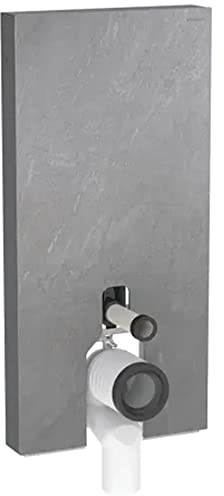 Geberit Monolith Sanitärmodul für Stand-WC, 114cm, Wasseranschluss hinten mittig, mit P-Anschlussbogen, 131.033.00.5, Farbe: Steinzeug Schieferoptik