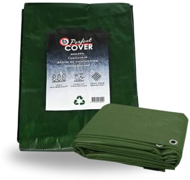 Perfect Cover Bache de Protection Exterieur en Polyéthylène 80g/m² Bache pour Serre Imperméable et Résistante Revêtue des Deux côtés avec Oeillets en Aluminium Couverture Étanche pour Jardin, 3x4m
