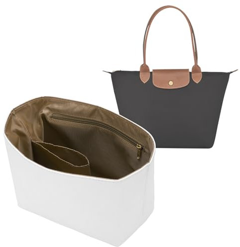 DOIAPUOS Geldbörsen-Organizer-Einsatz für Longchamp Le Pliage S Handtascheneinsatz, Dupont leicht, Weiß / Braun, Größe S