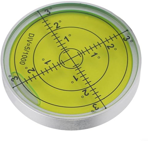 1Pc Bubble Levels, Large Aluminium Precision for Bullseye for Spirit Level, Metal Horizontal Bubble High Precision Level Bubble Round Level 60 * 10mm(D)