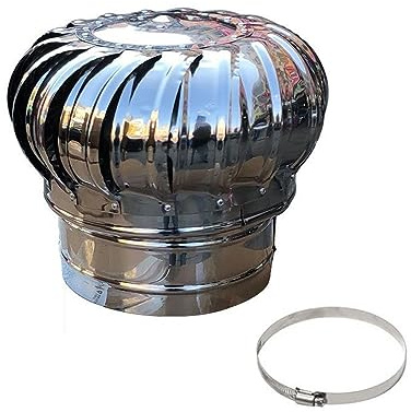 Drehbar Edelstahl Kaminhaube, Schornsteinabdeckung Rotierend, Regenhut Dachhaube, Abluft Haube, Kugelform Wetterschutzgitter, Kaminhaube, Lufthaube, für Garage, Küche, Bad, Büro ( Size : 250mm )