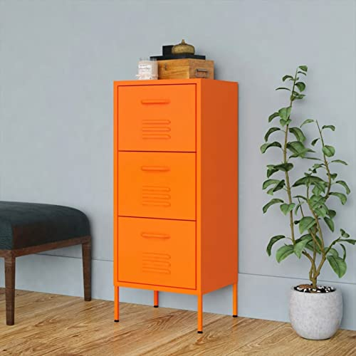BaraSh Lagerschrank Orange 42,5x35x101,5 cm Stahl BüRoschrank SchiebetüR