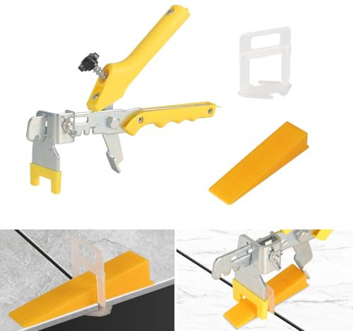 Tile Leveling System with Tile Plier - 600-Piece Tile Spacers Clips and 200-Piece Reusable Wedges - Tile Tools Set for Stone Installation, Leveling Tile System for Ceramic Tile (1/8 Inch Tile Spacers)
