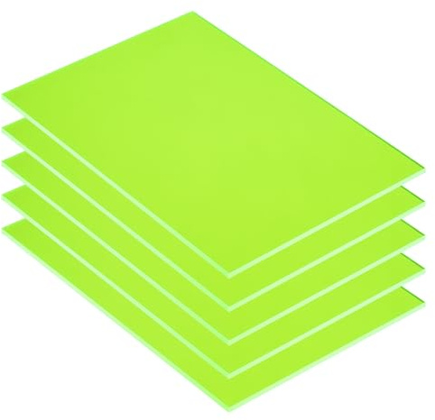 QUARKZMAN 5 Stück PMMA Acrylplatten Farbige Transparente Leuchtend Grüne | 12 x 8 Zoll, für DIY-Projekte Kunst Basteln Lasergravur & -schneiden, Acrylplatten