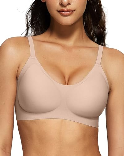 Vertvie Push Up BH dam utan bygel sömlös BH U-hals icke-trådbunden BH mjuk bh bralette bekväm bustier mjuk t-shirt BH med geléremsa, hud, liten