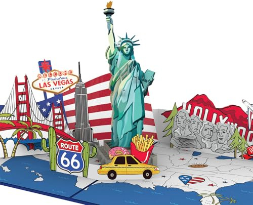 papercrush Pop-Up Karte USA, 3D Reisegutschein für Städtetrip nach New York | Geschenkverpackung für Flugtickets, Geldgeschenk & Gutscheinkarte für Amerika Reise, Geschenkkarte für Urlaub in US Staaten