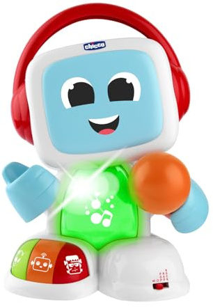 Chicco Robit Jeu Musical électronique avec Microphone, Jouet Musical pour Enfants,3 Modes de Jeu, 3 Genres musicaux, Vrai Microphone, karaoké, 3-6 Ans