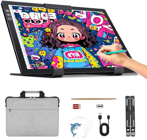 LUXJOYFUL Leuchttisch A4 Diamond Painting Lichtplatte A4 Typ-C USB-Stromkabel Ultra-dünne Magnetisch Leuchtpad für Diamond Painting, Abpausen, Skizzieren, Jäten von Vinyl, Kleidungsdesign, Kalligrafie