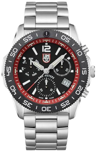 Luminox Pacic Driver Chrono Uhr für Herren in der Farbe Silber mit Armband aus Edelstahl, Wasserdichtigkeit: 20 bar, Gehäusedurchmesser: 44 mm, XS.3155.M